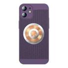 For iPhone 12 Honeycomb Hole Copper Cooling Phone Case with Lens Film(Purple) - 1