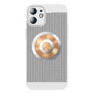 For iPhone 12 Honeycomb Hole Copper Cooling Phone Case with Lens Film(Silver) - 1