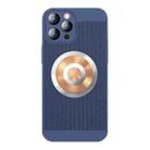 For iPhone 12 Pro Max Honeycomb Hole Copper Cooling Phone Case with Lens Film(Blue) - 1