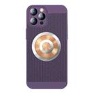 For iPhone 12 Pro Max Honeycomb Hole Copper Cooling Phone Case with Lens Film(Purple) - 1