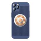 For iPhone 11 Pro Max Honeycomb Hole Copper Cooling Phone Case with Lens Film(Blue) - 1