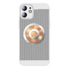 For iPhone 11 Honeycomb Hole Copper Cooling Phone Case with Lens Film(Silver) - 1