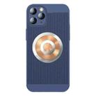 For iPhone 11 Pro Honeycomb Hole Copper Cooling Phone Case with Lens Film(Blue) - 1