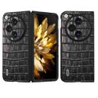 For OPPO Find N3 / OnePlus Open ABEEL Crocodile Texture Genuine Leather Phone Case(Black) - 1