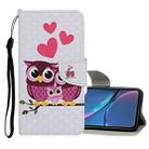 For iPhone XR Colored Drawing Pattern Horizontal Flip Leather Case with Holder & Card Slots & Wallet(Owl Family) - 1