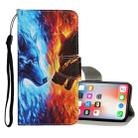 For iPhone X / XS Colored Drawing Pattern Horizontal Flip Leather Case with Holder & Card Slots & Wallet(Flame Wolf) - 1
