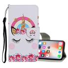 For iPhone X / XS Colored Drawing Pattern Horizontal Flip Leather Case with Holder & Card Slots & Wallet(Crown Unicorn) - 1