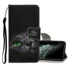 For iPhone 11 Pro Max Colored Drawing Pattern Horizontal Flip Leather Case with Holder & Card Slots & Wallet(Black Cat) - 1