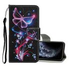 For iPhone 11 Pro Colored Drawing Pattern Horizontal Flip Leather Case with Holder & Card Slots & Wallet(Fluorescent Butterfly) - 1