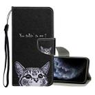 For iPhone 11 Pro Colored Drawing Pattern Horizontal Flip Leather Case with Holder & Card Slots & Wallet(Little Cat) - 1