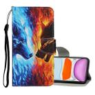For iPhone 11 Colored Drawing Pattern Horizontal Flip Leather Case with Holder & Card Slots & Wallet(Flame Wolf) - 1