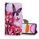 For iPhone 11 Colored Drawing Pattern Horizontal Flip Leather Case with Holder & Card Slots & Wallet(Red Flower Butterfly) - 1