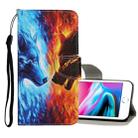 For iPhone 8 / 7 Colored Drawing Pattern Horizontal Flip Leather Case with Holder & Card Slots & Wallet(Flame Wolf) - 1