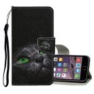 For iPhone 6 Plus / 6s Plus Colored Drawing Pattern Horizontal Flip Leather Case with Holder & Card Slots & Wallet(Black Cat) - 1