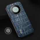 For Huawei Mate 60 Pro ABEEL Crocodile Texture Genuine Leather Phone Case(Blue) - 2