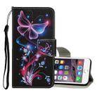 For iPhone 6 / 6s Colored Drawing Pattern Horizontal Flip Leather Case with Holder & Card Slots & Wallet(Fluorescent Butterfly) - 1