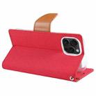 For iPhone 15 Pro Max GOOSPERY CANVAS DIARY Fabric Texture Flip Leather Phone Case(Red) - 3
