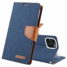 For iPhone 15 Pro GOOSPERY CANVAS DIARY Fabric Texture Flip Leather Phone Case(Navy Blue) - 1