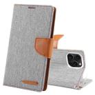 For iPhone 15 Pro GOOSPERY CANVAS DIARY Fabric Texture Flip Leather Phone Case(Grey) - 1