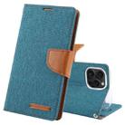 For iPhone 15 Pro GOOSPERY CANVAS DIARY Fabric Texture Flip Leather Phone Case(Green) - 1