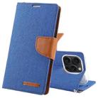 For iPhone 15 Pro GOOSPERY CANVAS DIARY Fabric Texture Flip Leather Phone Case(Blue) - 1