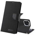 For iPhone 15 Pro GOOSPERY CANVAS DIARY Fabric Texture Flip Leather Phone Case(Black) - 1
