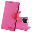 For iPhone 15 Pro GOOSPERY CANVAS DIARY Fabric Texture Flip Leather Phone Case(Rose Red) - 1