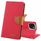 For iPhone 15 Plus GOOSPERY CANVAS DIARY Fabric Texture Flip Leather Phone Case(Red) - 1