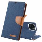 For iPhone 15 Plus GOOSPERY CANVAS DIARY Fabric Texture Flip Leather Phone Case(Navy Blue) - 1
