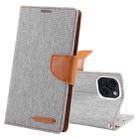 For iPhone 15 GOOSPERY CANVAS DIARY Fabric Texture Flip Leather Phone Case(Grey) - 1