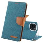 For iPhone 15 GOOSPERY CANVAS DIARY Fabric Texture Flip Leather Phone Case(Green) - 1