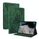 For Nokia T20 Butterfly Flower Embossed Leather Tablet Case(Green) - 1