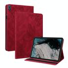 For Nokia T20 Butterfly Flower Embossed Leather Tablet Case(Red) - 1