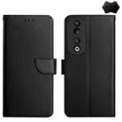 For Honor 90 HT02 Genuine Leather Fingerprint-proof Flip Phone Case(Black) - 1