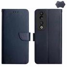 For Honor 90 HT02 Genuine Leather Fingerprint-proof Flip Phone Case(Blue) - 1