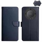 For Honor X9b HT02 Genuine Leather Fingerprint-proof Flip Phone Case(Blue) - 1