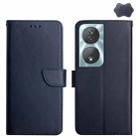 For Samsung Galaxy M55 5G HT02 Genuine Leather Fingerprint-proof Flip Phone Case(Blue) - 1