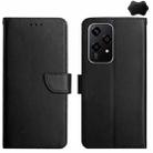 For Honor 200 Lite Global HT02 Genuine Leather Fingerprint-proof Flip Phone Case(Black) - 1