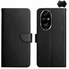 For Honor 200 5G Global HT02 Genuine Leather Fingerprint-proof Flip Phone Case(Black) - 1