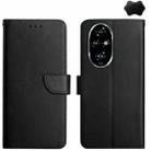 For Honor 200 Pro 5G Global HT02 Genuine Leather Fingerprint-proof Flip Phone Case(Black) - 1