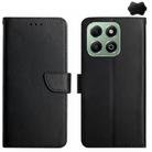 For Honor 200 Smart Global HT02 Genuine Leather Fingerprint-proof Flip Phone Case(Black) - 1