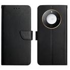 For Honor X9c Smart HT02 Genuine Leather Fingerprint-proof Flip Phone Case(Black) - 1