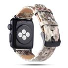 For Apple Watch Series 7 45mm / 6 & SE & 5 & 4 44mm / 3 & 2 & 1 42mm Snake Skin Texture Top-grain Leather Strap(Gold) - 1
