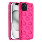 For iPhone 15 Plus 3D Cloud Pattern TPU Phone Case(Rose Red) - 1