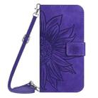 For Sony Xperia 5 V Skin Feel Sun Flower Embossed Flip Leather Phone Case with Lanyard(Dark Purple) - 2