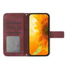 For Sony Xperia 1 VII Skin Feel Sun Flower Embossed Flip Leather Phone Case with Lanyard(Wine Red) - 3