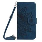 For Sony Xperia 1 VII Skin Feel Sun Flower Embossed Flip Leather Phone Case with Lanyard(Inky Blue) - 2