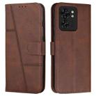 For Motorola Edge 40 Stitching Calf Texture Buckle Leather Phone Case(Brown) - 1