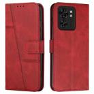 For Motorola Edge 40 Stitching Calf Texture Buckle Leather Phone Case(Red) - 1