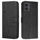 For Motorola Moto G14 Stitching Calf Texture Buckle Leather Phone Case(Black) - 1